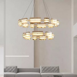Indoor Lighting Luxury Ring Kitchen Island Copper Glass Modern Industrial Copper Pendant Chandelier Lamp