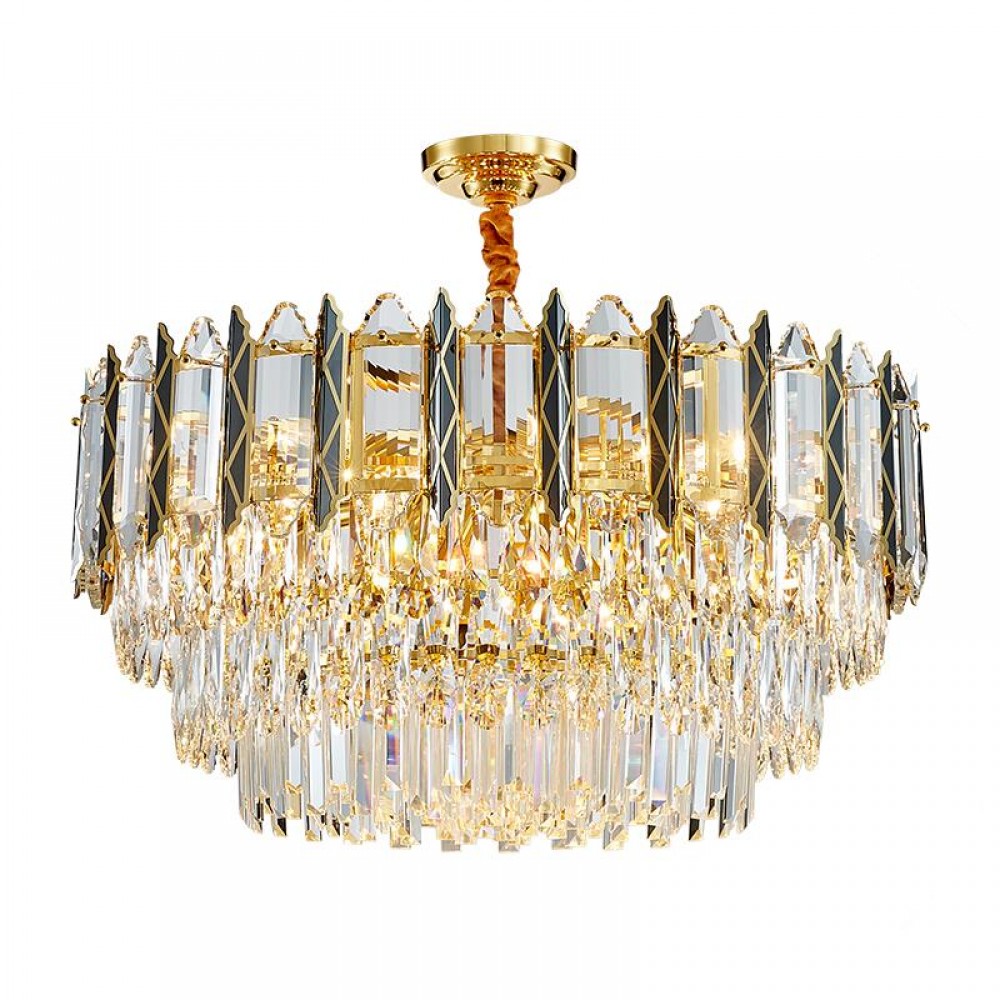 Modern stainless steel mirror titanium Electrophoretic gold glass Crystal Chandelier Lamp