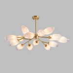 Custom Iron Pendant Light Dining Room Hotel Bedroom LED Pink Glass Ball Chandelier