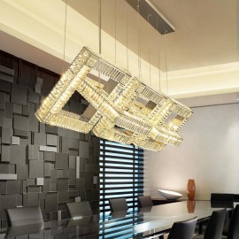 Adjustable Crystal Island Contemporary Square Crystal Chandelier Lamp