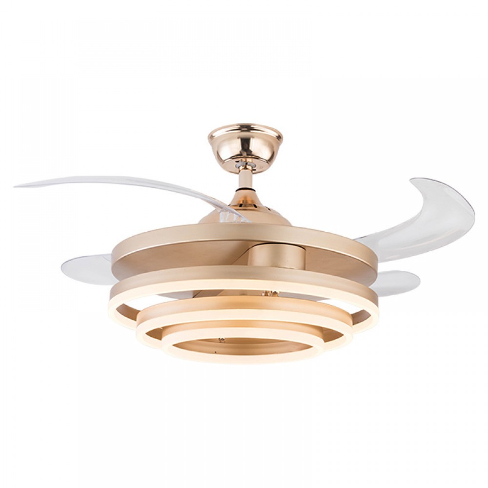 Tricolor postmodern bedroom LED fan Light